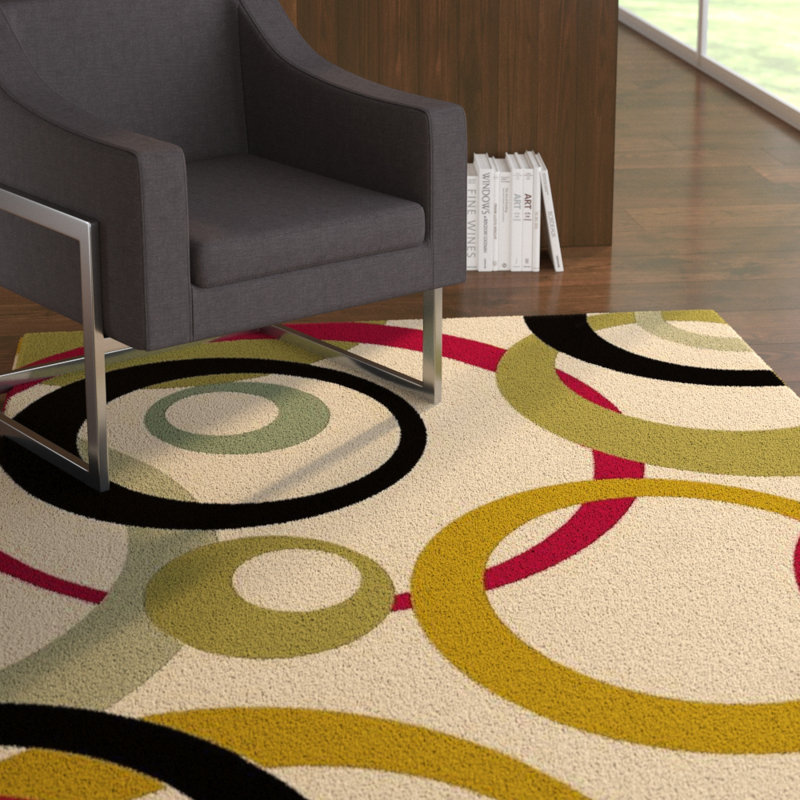 Latitude Run Jordan Circles Ivory Area Rug Wayfair